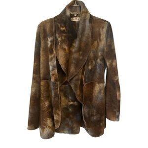 Vine Street Women's Boho Fleece Jacket Sz MED Tie Dye Open Front Asymmetrical